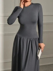 RueChic Premium Quality, Super Soft Touch Maxi Dress - Dark Grey - View 4