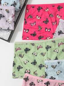 10pcs/Pack Girls' Minimalist & Stylish Butterfly Print Pattern Comfy Briefs - Multicolor - View 3