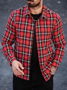 Manfinity Homme 加大码男士长袖格子休闲衬衫，秋季款