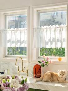 1 件白色美式农舍风格镂空小窗帘，简约编织隔断/窗帷，适用于客厅、卧室窗户、橱柜和门装饰、秋季装饰、秋季装饰、房间装饰