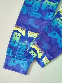 SHEIN 彩色游戏机印花男童紧身长袖睡衣，爸爸和我的配套服装（3 套单独出售） - 彩色 - 查看 6