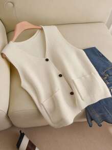 CosyJoli Gilet-cardigan élégant casual à poches, grande taille