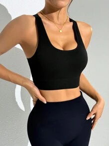 SHEIN Sport Studio Soutien-gorge de sport pour femmes/Sans couture/Taille haute, mode minimaliste pour un port casual quotidien
