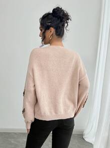 SHEIN Privé Women's V-Neck Cardigan, Leopard Print, Casual And Fashionable For Daily Wear