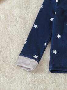 SHEIN 3 Stück/Set Baby Jungen Sterne Muster figurbetonter Langarm-Oberteil und Hose Pyjama/Freizeitbekleidung Set, Navy Blau, Weiß & Grau - Verschiedenfarbig - Übersicht 3
