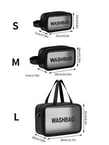 1/3pcs Waterproof Toiletry Bag ,Makeup Bag, Large Clear Makeup Bags,Cosmetic Organizer ,PVC Thickened Wash Bag For Travel & Bathroom Storage,Skincare Storage Pouch Portable Travel Bag ,Large Capacity,Boho Vibes - Black - View 3