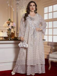 Al Najma Plus Size Elegant Arab Style Embroidery Long Dress, Luxury Simplistic Design, Modest