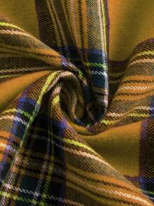 SHEIN LUNE 大码女式格子 V 领长袖休闲圣诞连衣裙