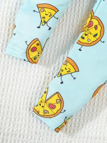 SHEIN 6pcs/Set Baby Boy Cute Cartoon Food All Over Print Comfy Snug Fit Long Sleeve Pajama Set - Multicolor - View 8