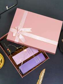 1pc Gift Packaging Box, Simple Design, Pink Color, Ribbon Bowknot, Folding Box With Lid And Base Fit For Party, Festival Gifts Wrapping, For Girlfriend, Birthday Gifts Wedding Gifts Wrapping Different Sizes To Choose Back To School Gift Wrap Best Gift Packaging - Multicolor - View 2