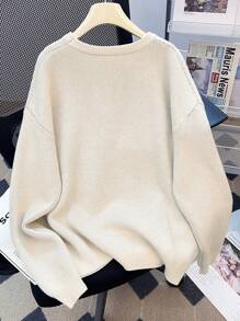 SHEIN Suéter de punto con estampado de araña de moda callejera casual, cómodo y versátil de cuello redondo y suelto para adolescentes varones. Apto para homecoming, renacimiento, atuendos de otoño, ropa de adolescentes varones, chaquetas de otoño, atuendos de otoño para otoño/invierno