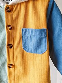 SHEIN Chaqueta de manga larga de pana de contraste de color para niño, diseño de moda con material de pana vintage, cómoda y elegante, adecuada para otoño/invierno - Multicolor - Ver 6
