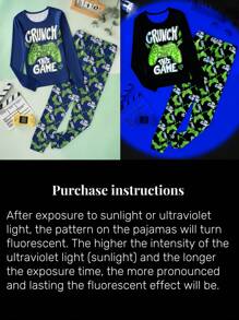 Boys' Glow-In-The-Dark Game Controller Graphic Tight-Fit Long Sleeve Top And Long Pants Pajama Set - Multicolor - View 8