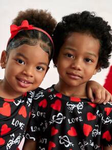 Young Girl Round Neck Long Sleeve Print Patchwork Minimalist Dress - Multicolor - View 4