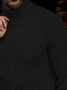 Manfinity CityGents Jersey de cuello alto de unicolor, de manga larga, sencillo y de punto, para uso casual diario de hombres
