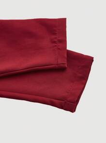 SHEIN MOD Áo cánh tay chuông xếp nếp màu đỏ tía cổ điển dễ thương cỡ lớn, quà tặng ngày lễ tình nhân - Đỏ - Xem 4