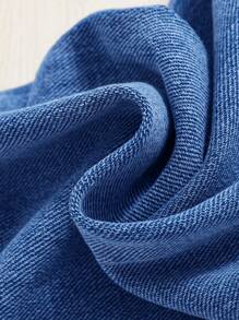 SHEIN Quần dài denim lưng thun co giãn đơn giản cho bé gái - Rửa trung bình - Xem 3