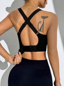 SHEIN Sport Studio Soutien-gorge de sport pour femmes/Sans couture/Taille haute, mode minimaliste pour un port casual quotidien