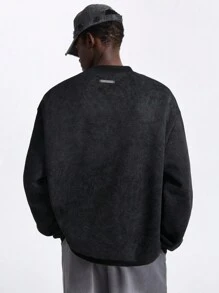 NEON BLANC Suéter de punto negro de manga larga con estilo callejero de moda para hombres, para otoño e invierno - Negro - Ver 4