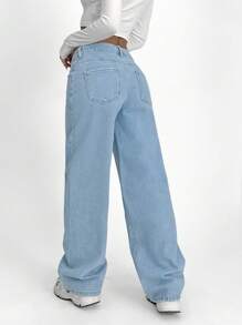 EURMUSE LOW WAIST V DETAILED STRAIGHT LEG JEAN - Light Wash - View 2