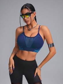 Innovista Reggiseno sportivo donna blu senza cuciture, ad alta elasticità e traspirante, top tank da donna per allenamento, reggiseno sportivo ad alto supporto elastico, top corto donna, casual quotidiano e fitness, yoga, uscite, festival, reggiseno push up, outfit autunno inverno donna