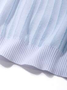 Chillumni Polo à manches courtes casual en tricot, col contrasté pour hommes - Bleu et Blanc - Voir 4