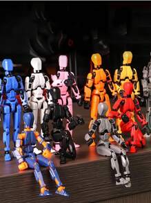 Conjunto de 5 Figuras de Acción de Robot Articulado - Modelo T13 de PVC con múltiples articulaciones impreso en 3D para decoración de escritorio, juguete de ensamblaje DIY, regalo para entusiastas de los juegos en colores negro, blanco, rojo, amarillo y azul