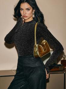 Poéselle 女士圆领长袖修身 T 恤，休闲日常穿着