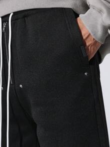 SUMWON Ultra Comfy Wide Leg Sweatpants Athletic Loungewear Casual Jogger Pants With Drawstring Side Pockets Winter Sports Workout Pants - Black - View 6