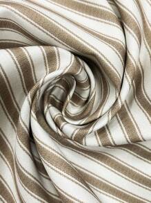 SHEIN LUNE Striped Slanted Pocket Casual Straight Pants - Khaki - View 5