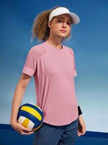 In My Nature Women Letter Print Short Sleeve Casual Crew Neck Outdoor T-Shirt & Camisole Gym Shirts