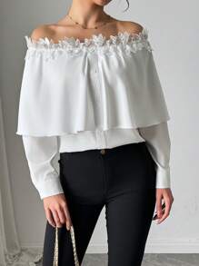 Chiquease Women's 25+ Elegant Lace Design Blouse, Versatile & Fashionable - White - View 4