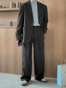 DAZY Men's High-Quality Straight-Leg Formal Casual Suit Pants, Charcoal Grey Buisness Attire