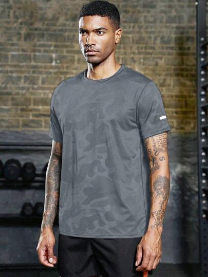 Manfinity Sport Corelite Men's Camouflage Print Crew Neck Short Sleeve Casual Sports T-Shirt Workout Tops Gym Top Breathable