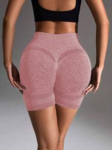 SHEIN Sport Studio Vrouwen Hoge Taille Eenvoudige Getailleerde Sport Shorts, Casual Dagelijkse KledingVrouwen Sweat Short, Gym Short, Biker Short