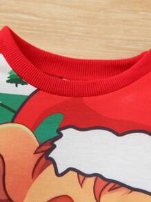 SHEIN Young Boy Round Neck Long Sleeve Animal Print Casual Top, Everyday Wear - Multicolor - View 4