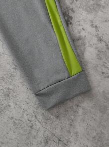 SHEIN 2pcs/Set Tween Boy Color Block Round Neck Long Sleeve Sweatshirt & Pants - Multicolor - View 7