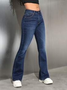 SHEIN EZwear Women's Casual Versatile Flare Jeans With Pockets