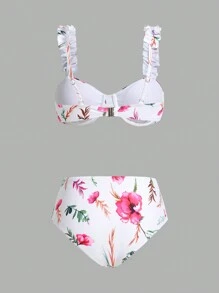 Swim Oasis Summer Vacation Floral Print Bikini Set - Multicolor - View 3