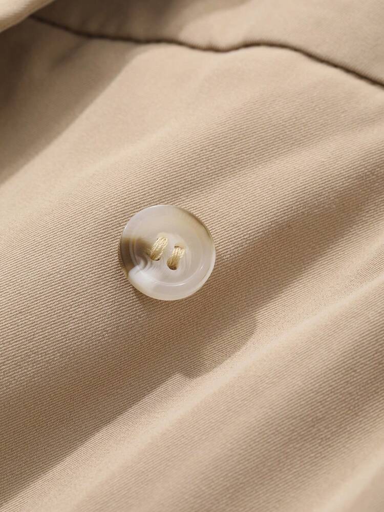 V-Neck Solid Color Puff Sleeve Button Up Midi Dress For Women,Fall Clothes Long Sleeve Dress