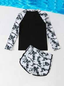 SHEIN 青少年女孩简约时尚休闲细肩带背心比基尼，适合日常穿着 - 黑色 - 查看 2