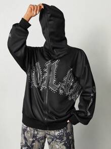 Coolane Women's Streetwear Fashionable Letter Print Black Hoodie Sweatshirt