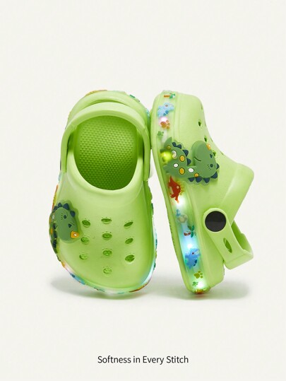 Cozy Pixies Toddler Boys' Comfortable Fashion Green Dinosaur Cartoon Cute Lightweight Breathable Sandals For Summer