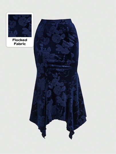 Jupe asymétrique pour femme en velours gaufré de style hippie