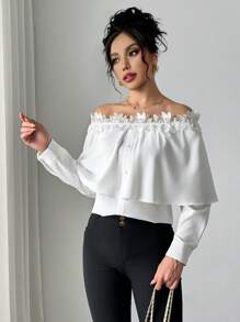 Chiquease Women's 25+ Elegant Lace Design Blouse, Versatile & Fashionable - White - View 6