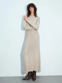 Maija Women's Solid Color Long Sleeve Slim Fit Long Sweater Dress Valentine's Day,Festival