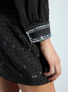 Maija Blusa corta de mujer de otoño de un solo pecho adornada con cristales, vestimenta de moda para el Día de San Valentín y festivales