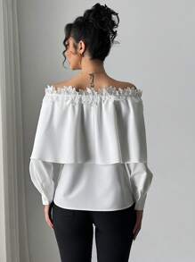 Chiquease Women's 25+ Elegant Lace Design Blouse, Versatile & Fashionable - White - View 2