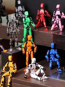Conjunto de 5 Figuras de Acción de Robot Articulado - Modelo T13 de PVC con múltiples articulaciones impreso en 3D para decoración de escritorio, juguete de ensamblaje DIY, regalo para entusiastas de los juegos en colores negro, blanco, rojo, amarillo y azul