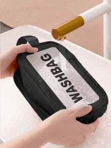 1/3pcs Waterproof Toiletry Bag ,Makeup Bag, Large Clear Makeup Bags,Cosmetic Organizer ,PVC Thickened Wash Bag For Travel & Bathroom Storage,Skincare Storage Pouch Portable Travel Bag ,Large Capacity,Boho Vibes - Black - View 6